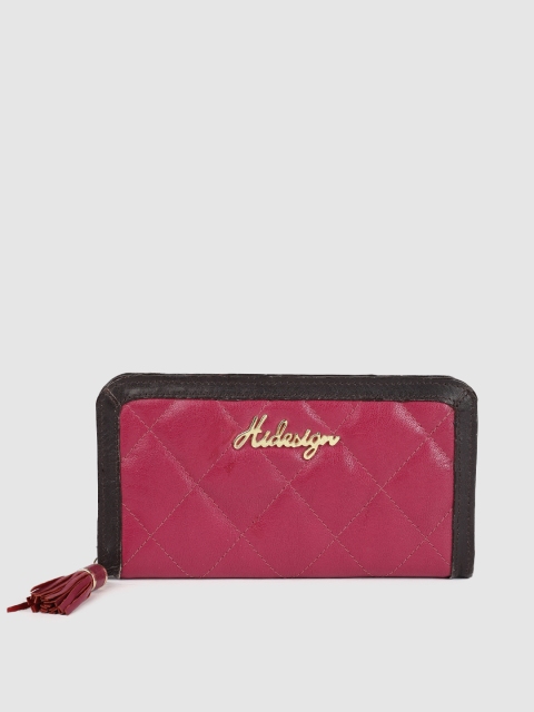 

Hidesign Women Pink Quilted GAIA Leather Zip Around Wallet