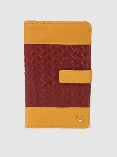 

Hidesign Women Red & Yellow Animal Textured Passport Holder