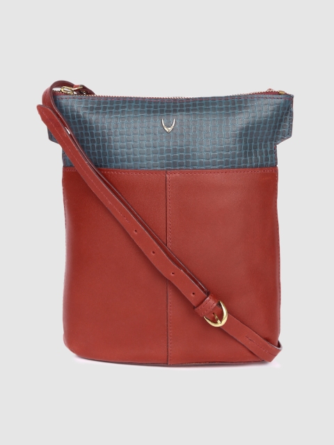 

Hidesign Red & Blue Colourblocked Leather Sling Bag
