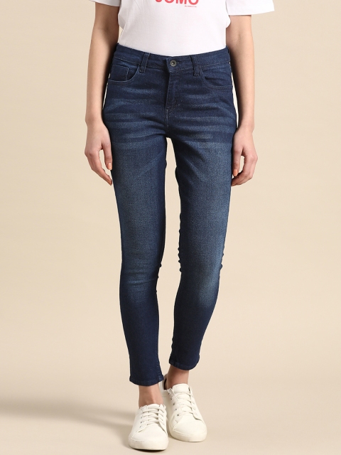 

ether Women Navy Blue Skinny Fit Stretchable Mid-Rise Clean Look Stretchable Jeans