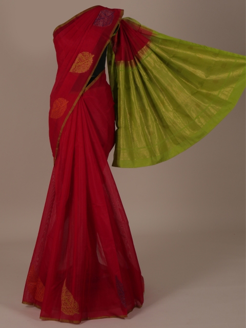 

Pothys Red Solid Silk Cotton Saree