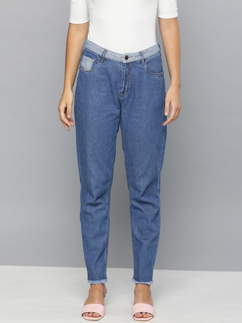 

HERE&NOW Women Blue Boyfriend Fit Mid-Rise Clean Look Jeans