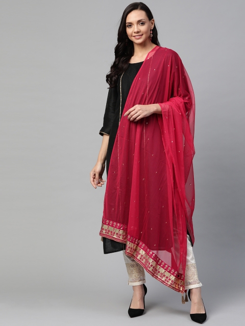 

WISHFUL Red & Golden Sequinned Dupatta