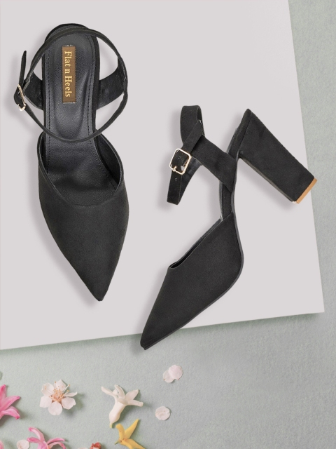 

Flat n Heels Women Black Solid Pumps