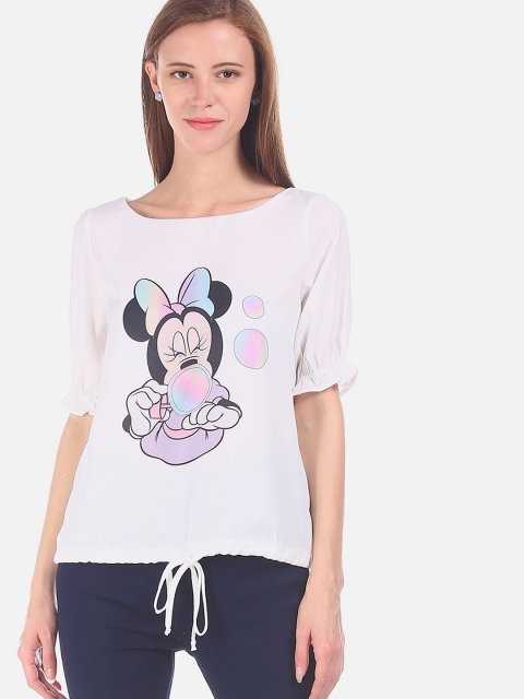 

Sugr Women Off-White Minnie Mouse Printed Top