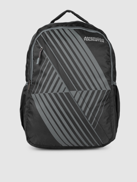 

AMERICAN TOURISTER Unisex Black & Grey TIMBO+ Striped Backpack