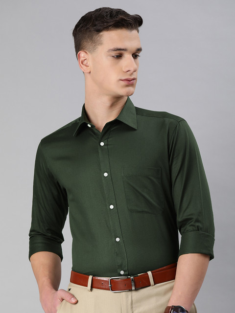 

Raymond Men Green Slim Fit Self Design Formal Shirt
