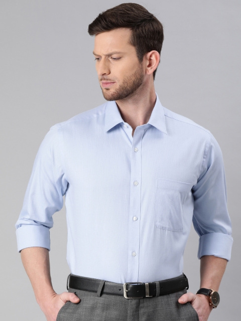 

Raymond Men Blue Pure Cotton Slim Fit Self Design Formal Shirt