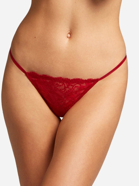 

YAMAMAY Women Red Self-Design Lace G-String Thongs IPED124008_GRED