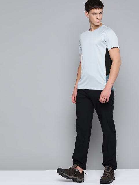 

HRX By Hrithik Roshan Men Pearl Blue & Jet Black & Real Teal Colourblock Rapid-Dry Antimicrobial Anti-Static Outdoor Tshirt