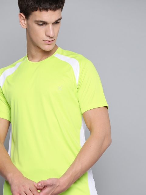 

HRX By Hrithik Roshan Men Wild Lime & Optic White Colourblock Rapid-Dry Antimicrobial Anti-Static Outdoor Tshirt, Lime green