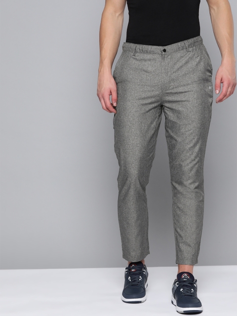 

HRX By Hrithik Roshan Men Anthra Melange Solid Slim Fit Rapid-Dry Anti-Static Lifestyle Trousers, Grey melange