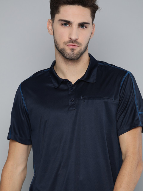 

HRX By Hrithik Roshan Men Medival Blue Typographic Rapid-Dry Antimicrobial Anti-Static Outdoor Tshirt, Navy blue