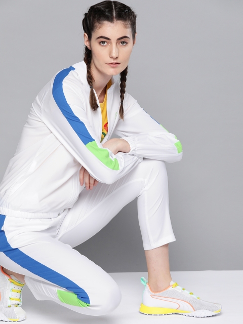 

HRX By Hrithik Roshan Women Optic White Colourblock Regular Fit Rapid-Dry Anti-Static Antimicrobial Lifestyle Tracksuits