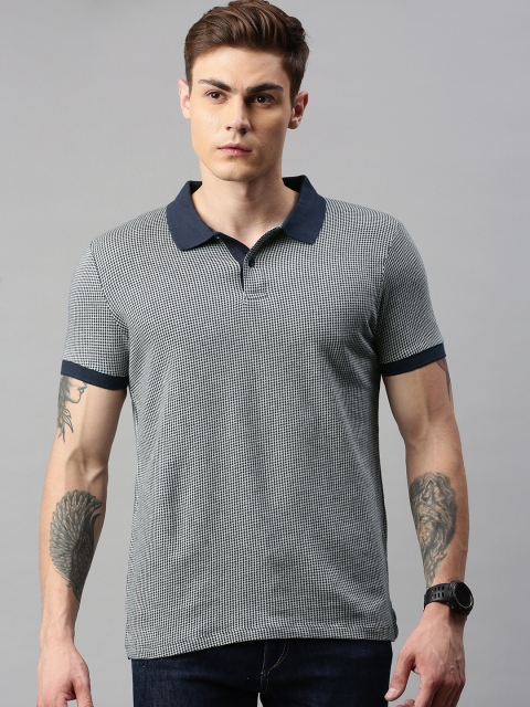 

Jack Jones Men Cream-Coloured Printed Polo Collar Pure Cotton T-shirt