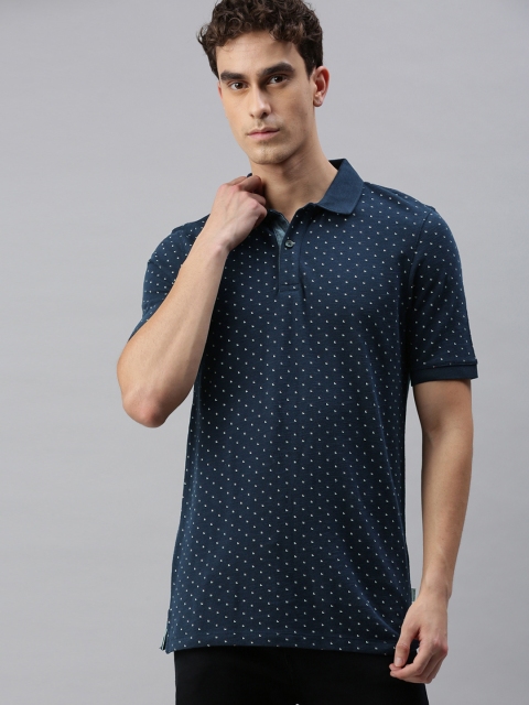 

Jack & Jones Men Navy Blue Printed Polo Collar T-shirt