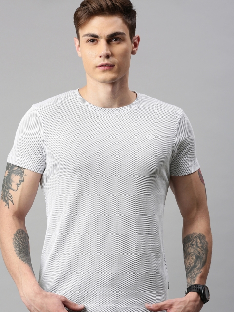 

Jack & Jones Men White Self Design JPR PRIME Round Neck T-shirt