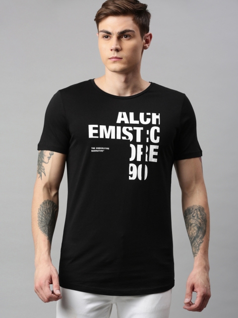 

Jack & Jones Men Black Printed Round Neck T-shirt