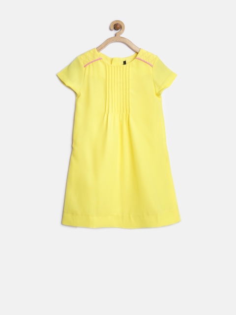 

United Colors of Benetton Girls Yellow A-line Dress