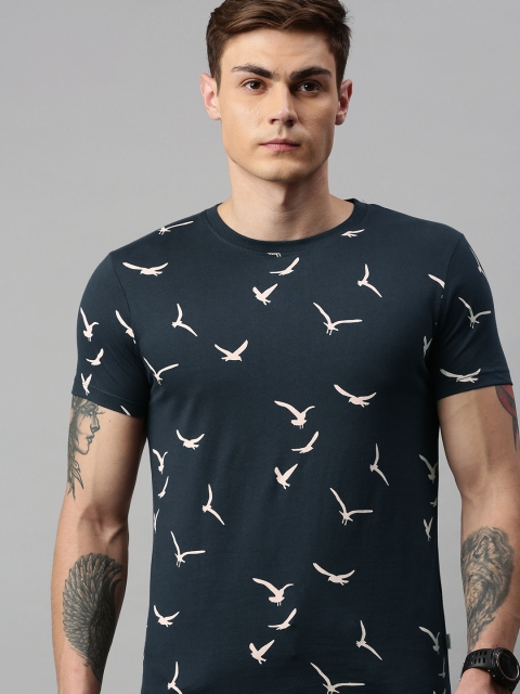 

Jack & Jones Men Navy Blue Printed Round Neck T-shirt