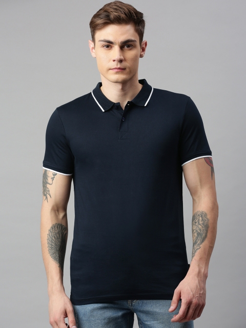 

Jack & Jones Men Navy Blue Solid Polo Collar T-shirt