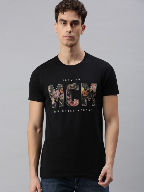 

Jack & Jones Men Black Printed Round Neck T-shirt