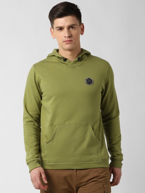 

Peter England Casuals Men Green Solid Hooded Sweatshirt