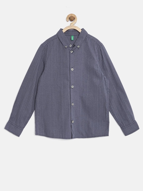 

United Colors of Benetton Boys Blue Regular Fit Printed Casual Shirt