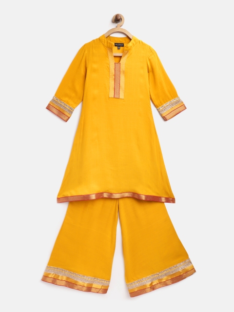 

Readiprint Fashions Girls Mustard Yellow Solid Kurta with Palazzos