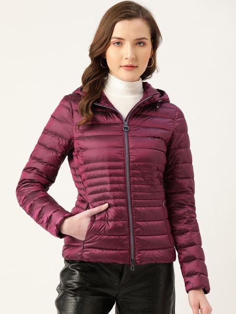 

Geox Women Purple Solid Lightweight Sheen Effect Quilted Hooded Down Jacket