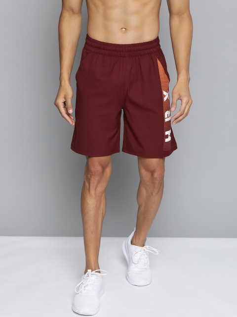 

HRX By Hrithik Roshan Men Zinfandel Solid Regular Fit Mid-Rise Rapid-Dry Antimicrobial Training Shorts, Maroon