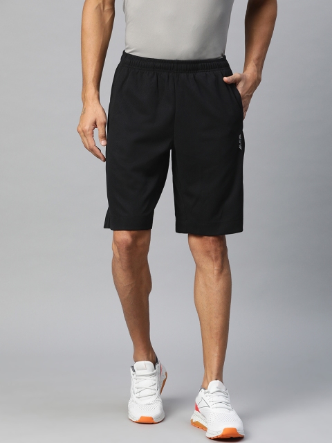 

Alcis Men Black Solid Slim Fit Shorts Engineered with Dry Tech+ & Anti Statix Technology