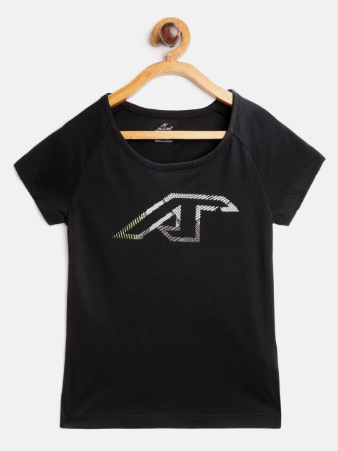 

Alcis Girls Black Brand Logo Print Round Neck T-shirt