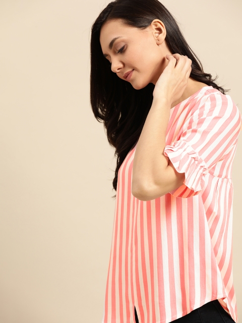 

ether Women Pink & White Candy Striped Top