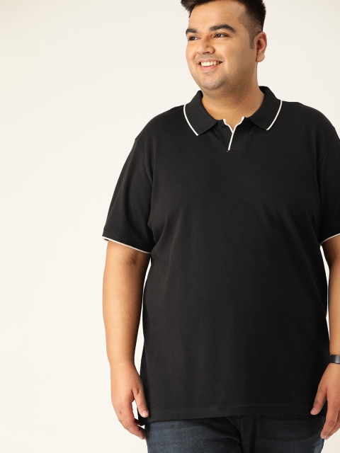

Sztori Men Plus Size Black Solid Pure Cotton T-Shirt