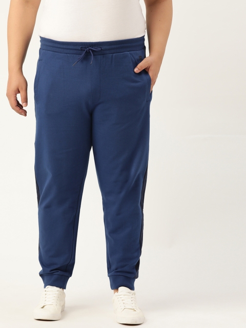 

Sztori Men Plus Size Navy Blue Solid Joggers