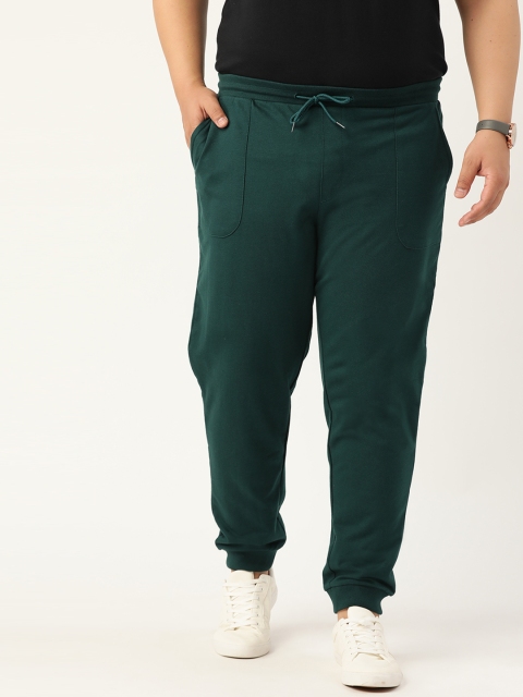 

Sztori Men Plus Size Green Solid Joggers