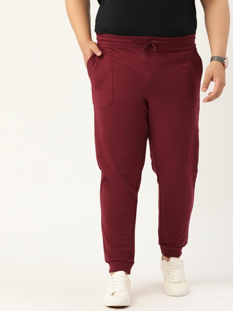 

Sztori Men Plus Size Maroon Solid Joggers