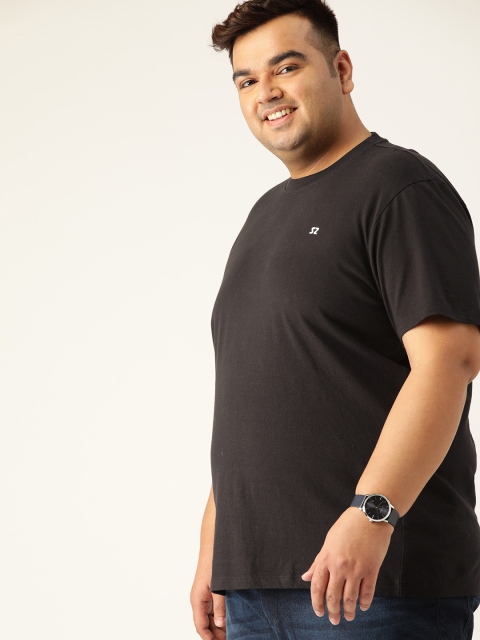

Sztori Men Plus Size Black Solid HEIQ Viroblock Pure Cotton T-Shirt
