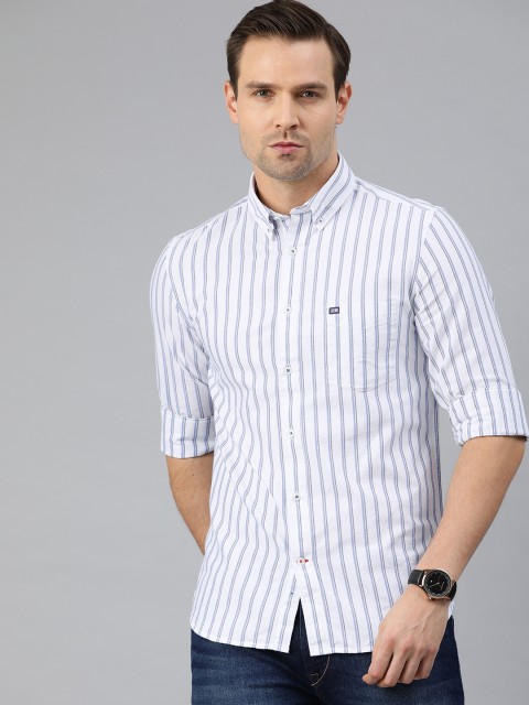 

Arrow Sport Men White & Blue Slim Fit Striped Casual Shirt