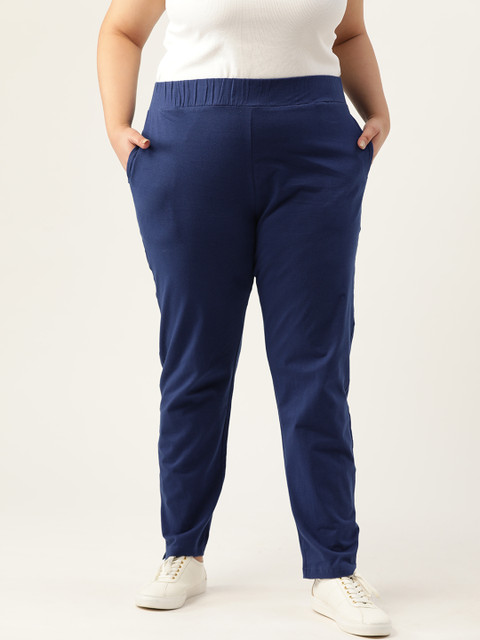 

Sztori Women Plus Size Blue Straight Fit Solid Regular Trousers
