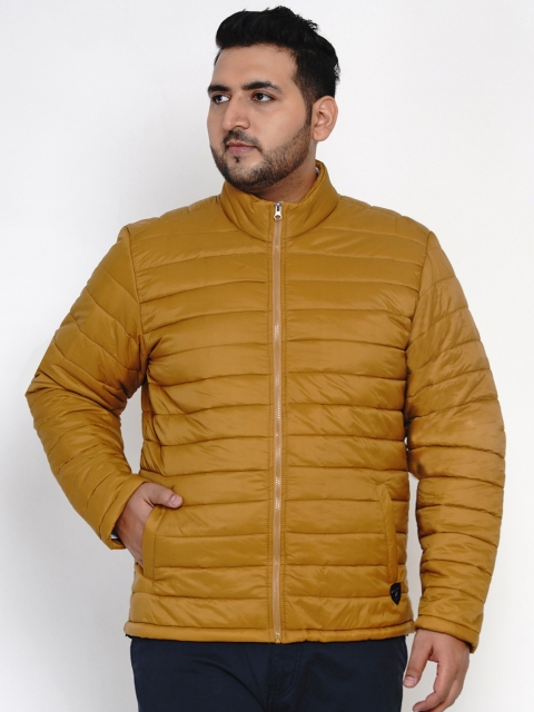 

John Pride Men Mustard Yellow Solid Plus Size Lightweight Puffer Jacket