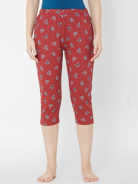 

Sweet Dreams Women Red & Blue Printed Mid-Rise Lounge Capris F-LLC-1189B