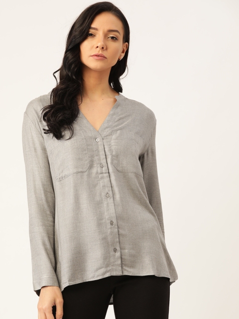 

MANGO Women Grey Solid Shirt Style Top
