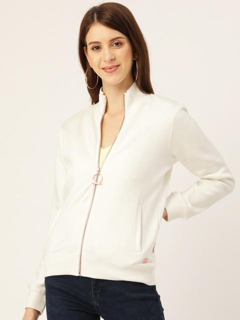 

Madame Women White Solid Sweatshirt