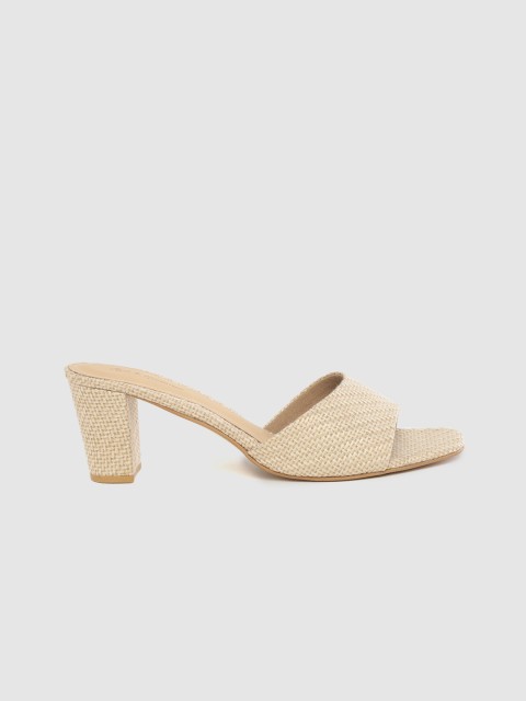 

Mast & Harbour Women Beige Basket Weave Block Heels