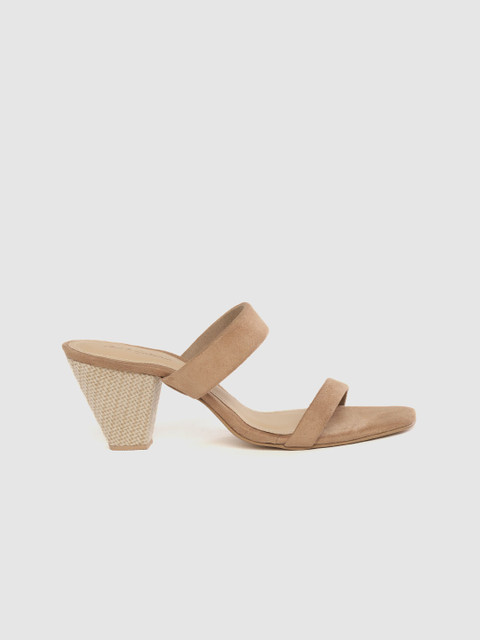 

Mast & Harbour Women Beige Solid Suede Finish Block Heels with Basket Weave Detail