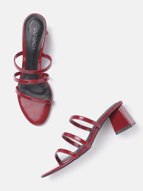 

CORSICA Women Maroon Solid Patent Finish Handcrafted Block Heels