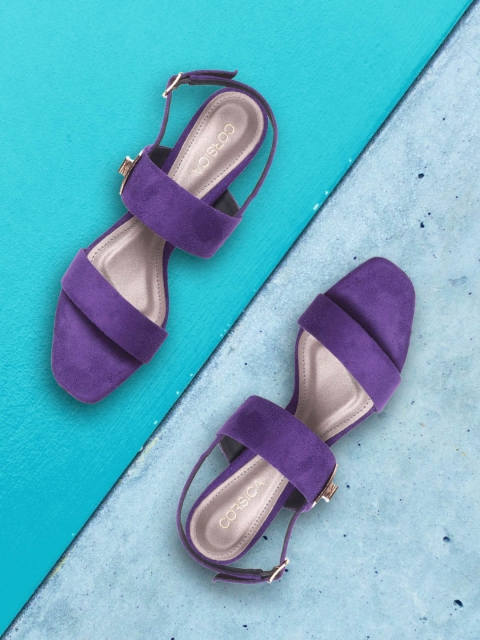 

CORSICA Women Purple Solid Suede Finish Handcrafted Block Heels