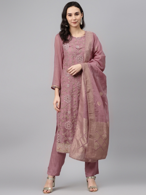 

Biba Pink & Golden Fancy Net Embroidered Unstitched Dress Material